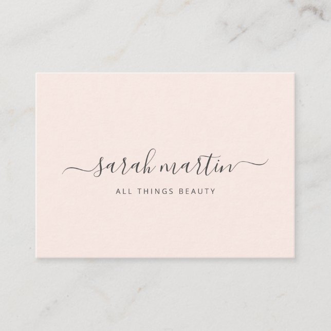 Carte De Visite Simple Modern Beauty Salon Blush Pink Elegant (Devant)
