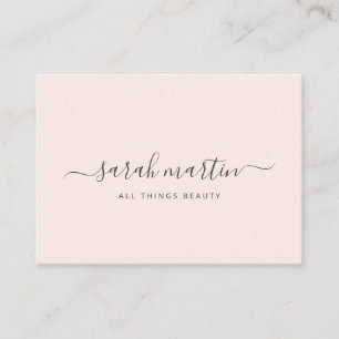 Carte De Visite Simple Modern Beauty Salon Blush Rose Élégant