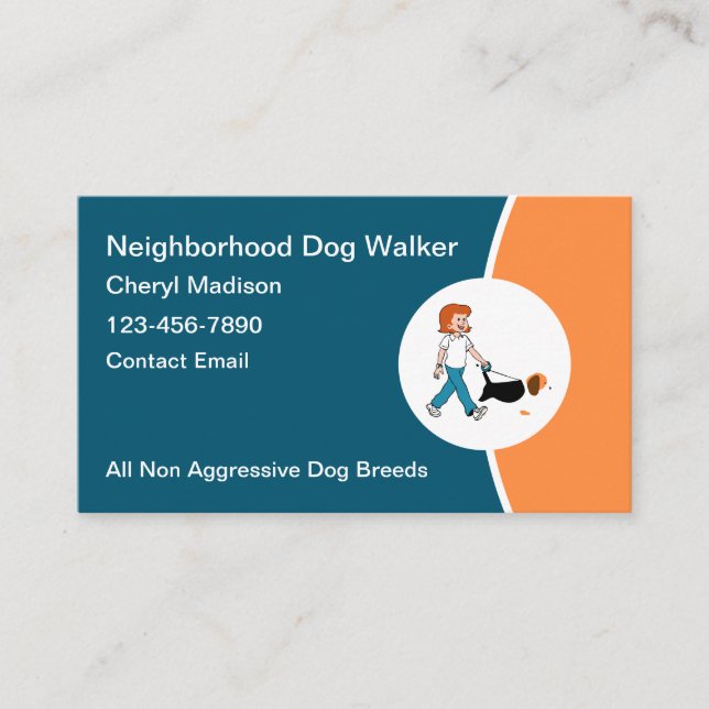 Carte De Visite Simple Modern Dog Walking Business Cards (Devant)