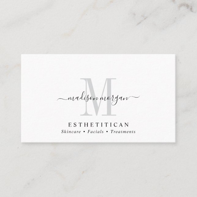 Carte De Visite Simple Modern Esthetician Script Monogram (Devant)