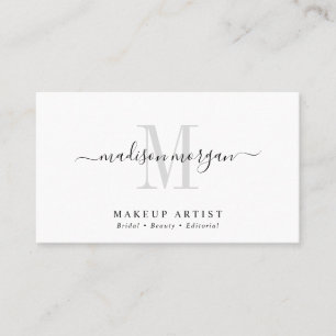 Carte De Visite Simple Modern Makeup Artist Script Monogramme