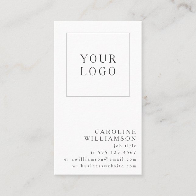 Carte De Visite Simple Modern Minimal Vertical Logo QR Code (Devant)