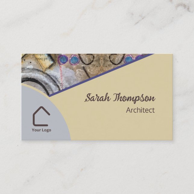 Carte De Visite Simple moderne avec accents Abstraits Logo de code (Devant)
