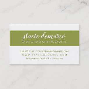Carte De Visite SIMPLE MODERNE BANDE claire vert olive blanc clair