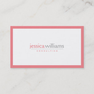Carte De Visite Simple Moderne Blanc Avec Bordure Rose