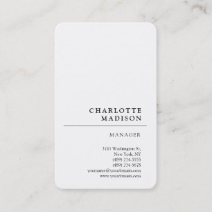 Carte De Visite Simple moderne blanc tendance minimaliste plat