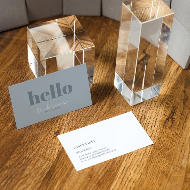 Carte De Visite Simple moderne bleu gris et blanc réversible (Créateur téléchargé)