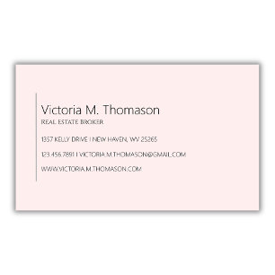 Carte De Visite Simple moderne Blush Pink Immobilier Professionnel