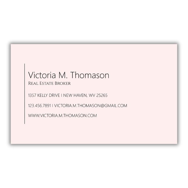 Carte De Visite Simple moderne Blush Pink Immobilier Professionnel (Créateur téléchargé)