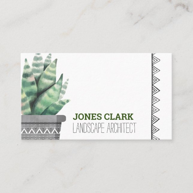 Carte De Visite Simple moderne Boho Greenergie Succulente Botaniqu (Devant)