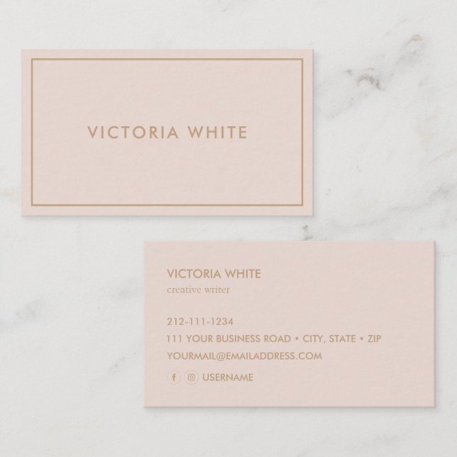 Carte De Visite Simple Moderne Chic Unique Professionnel Pale Blus (Devant / Derrière)