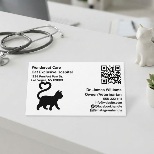 Carte De Visite Simple, Moderne, Code QR Hôpital Vétérinaire (Créateur téléchargé)