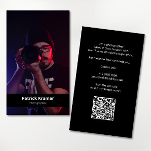 Carte De Visite Simple Moderne Code QR Photo Professionnel