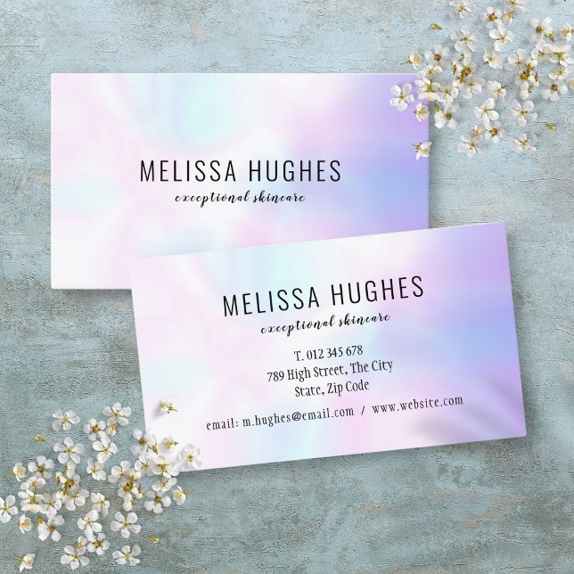 Carte De Visite Simple Moderne Dégradé Arc-en-Ciel Holographique (Simple Modern Holographic Rainbow Gradient Business Card)