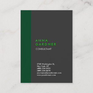 Carte De Visite Simple moderne Elégant Gris Vert Gris Gris Minimal