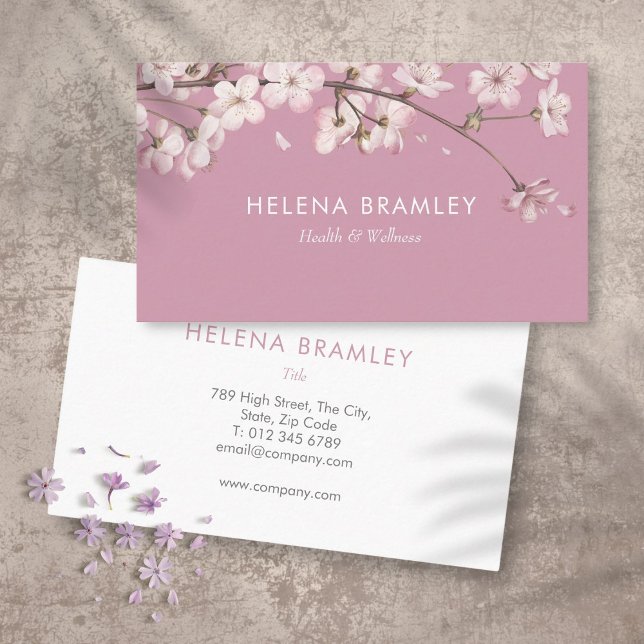 Carte De Visite Simple Moderne Fleur Rose (Simple Modern Pink Blossom Business Card)