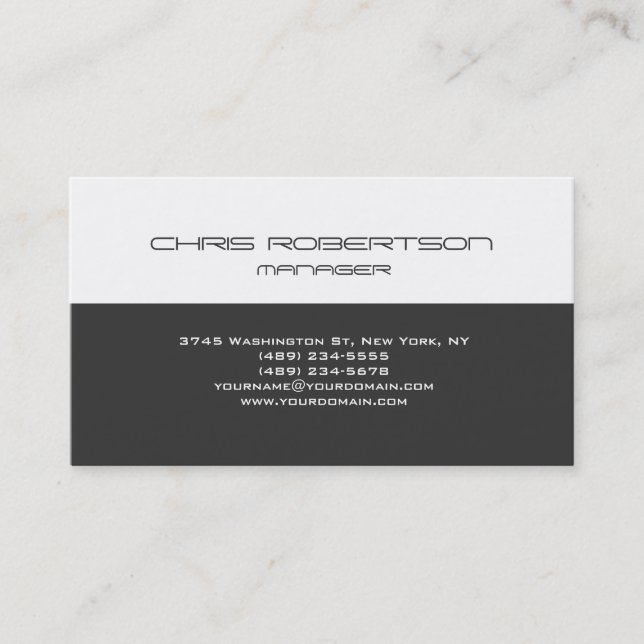 Carte de visite simple moderne gris blanc (Devant)