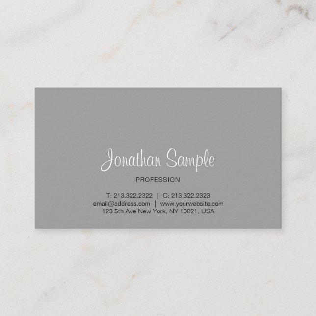 Carte De Visite Simple moderne gris de conception élégante (Devant)