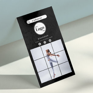 Carte De Visite Simple moderne Instagram noir Photo Médias sociaux