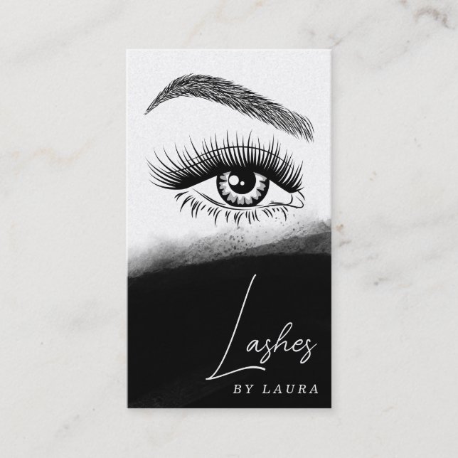 Carte De Visite Simple moderne Lashes Yeux et Brosses Sq dessiné m (Devant)