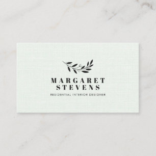 Carte De Visite Simple moderne lin vert menthe élégant logo de bra