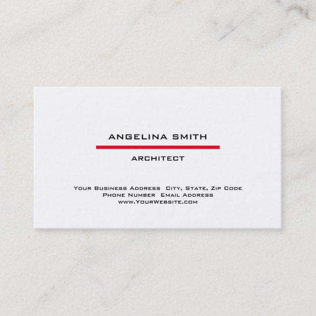 Carte De Visite Simple moderne minimaliste blanc rouge professionn (Devant)
