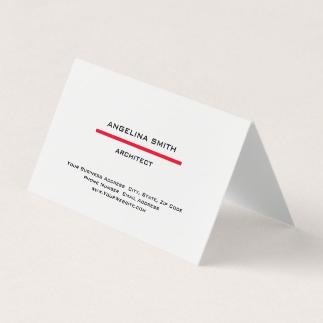 Carte De Visite Simple moderne minimaliste blanc rouge professionn (Devant)