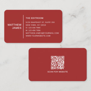 Carte De Visite Simple Moderne Minimaliste Chaud Code QR Acajou