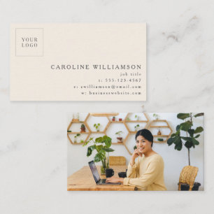 Carte De Visite Simple Moderne Minimaliste Logo Crème Ivoire Photo