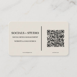 Carte De Visite Simple moderne minimaliste médias sociaux QR Code