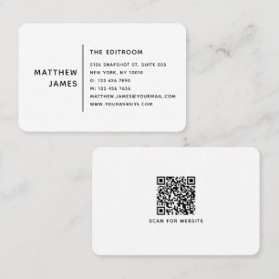 Carte De Visite Simple moderne minimaliste noir blanc QR Code