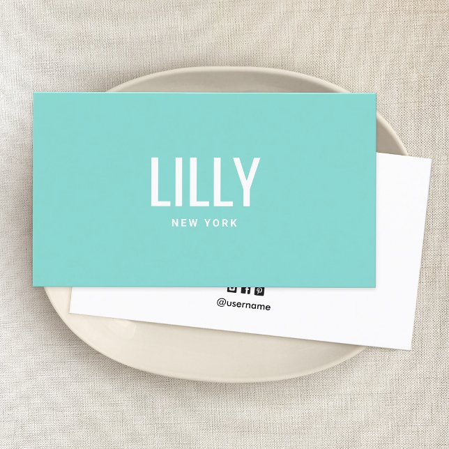 Carte De Visite Simple moderne minimaliste professionnel Turquoise (Créateur téléchargé)