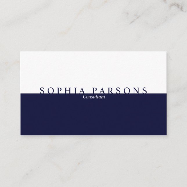 Carte De Visite Simple Moderne Navy et Blanc Professionnel (Devant)