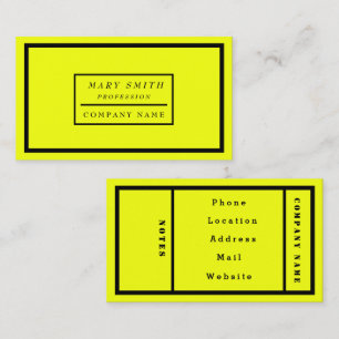 Carte De Visite Simple moderne Neon Fluorescent Jaune