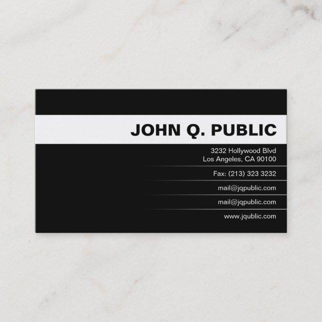 Carte De Visite Simple moderne noir avec blanc (Devant)