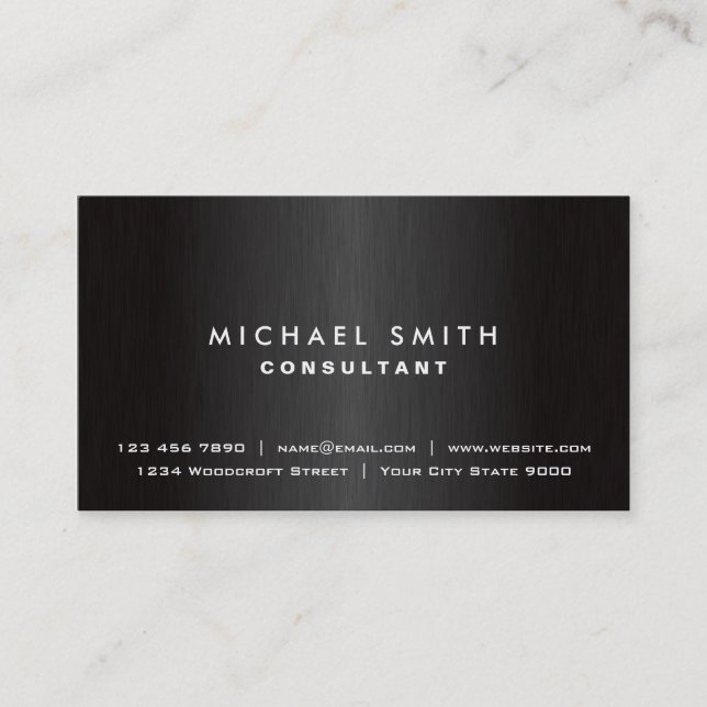Carte De Visite Simple moderne noir simple élégant professionnel (Devant)
