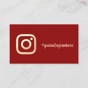 Carte De Visite Simple Moderne, Or Instagram Réseaux Sociaux Rouge