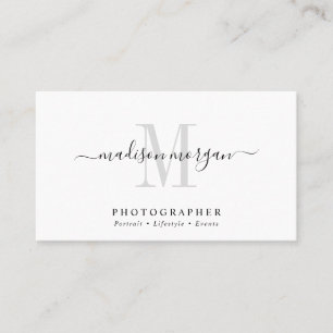 Carte De Visite Simple Moderne Photographe Script Monogramme