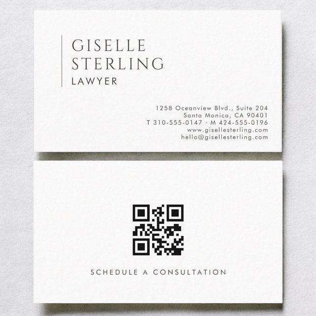 Carte de visite simple moderne pour avocat avec QR (Créateur téléchargé)