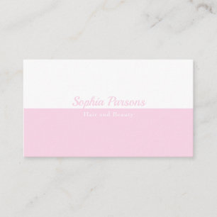 Carte De Visite Simple Moderne Rose Pâle et Blanc Professionnel