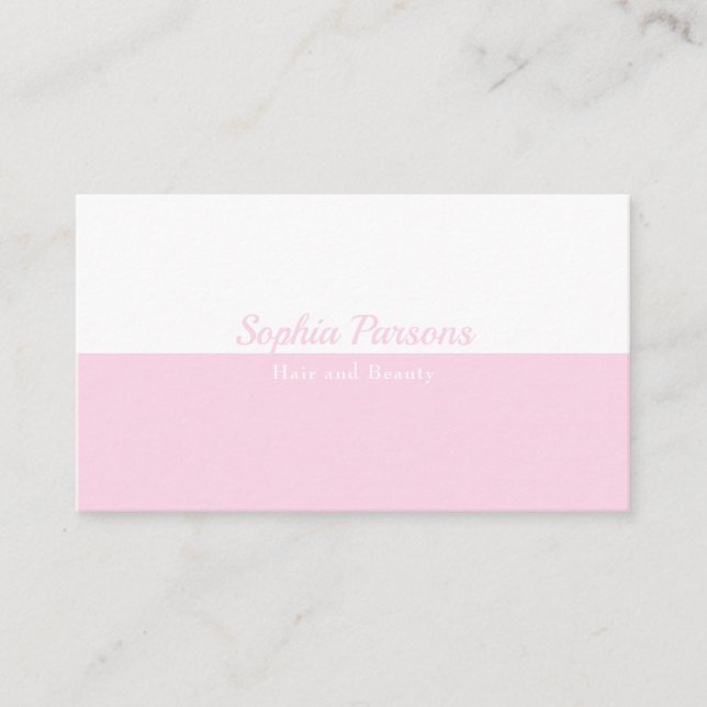 Carte De Visite Simple Moderne Rose Pâle et Blanc Professionnel (Devant)