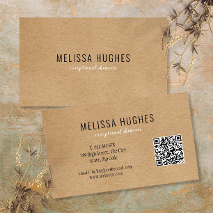 Carte De Visite Simple moderne Rustique Kraft QR Code