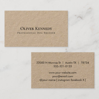 Carte De Visite Simple Moderne Rustique Papier Kraft Premium