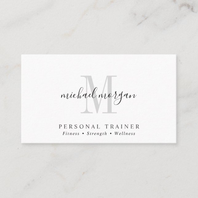 Carte De Visite Simple Moderne Script de Coach Personnel Monogramm (Devant)