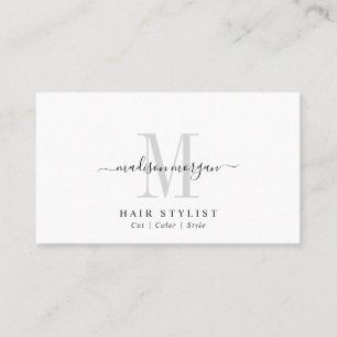 Carte De Visite Simple Moderne Script Monogramme de Coiffeur