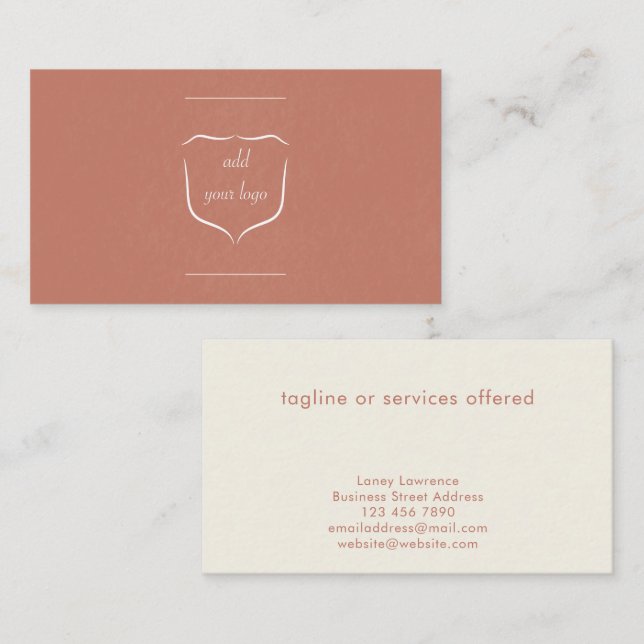 Carte De Visite Simple Moderne Terracotta Ajouter un Logo Professi (Devant / Derrière)