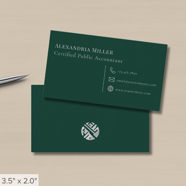 Carte De Visite Simple moderne vert foncé (Créateur téléchargé)