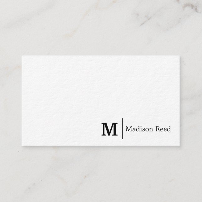 Carte De Visite Simple Monogram Premium Épais Entreprise  (Devant)