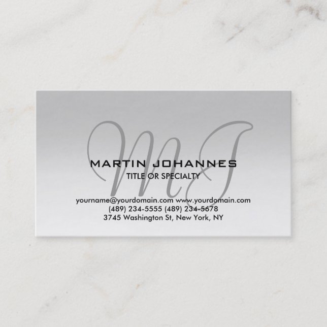 Carte de visite simple Monogramme à la mode (Devant)
