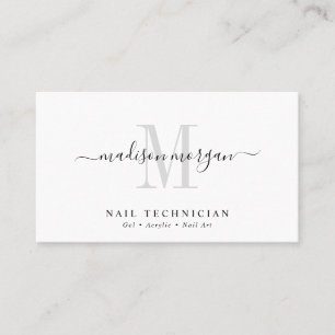 Carte De Visite Simple Monogramme De Manucure Moderne Script